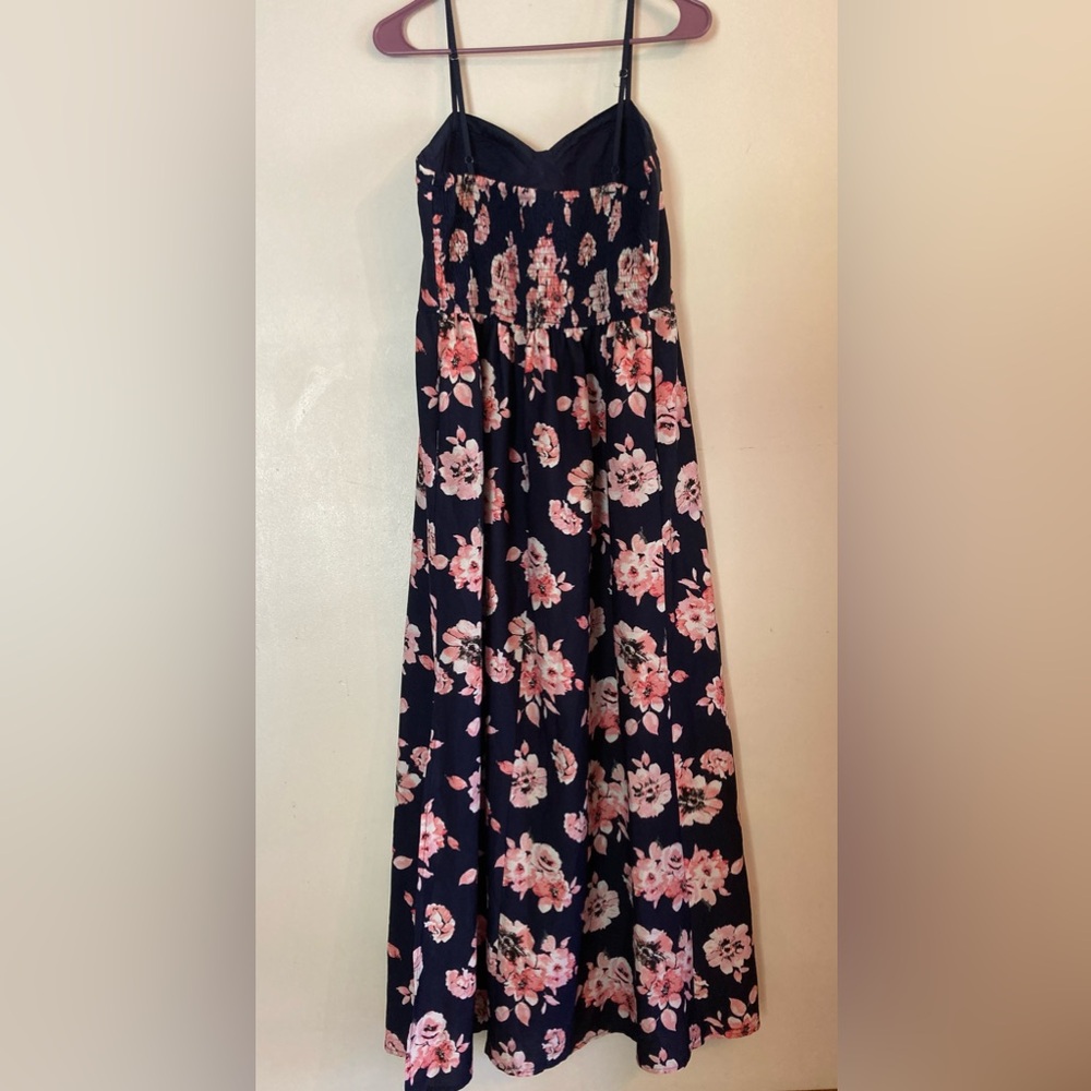 SALE❗️Band of Gypsies Women’s Large Navy Pink White Floral Spaghetti strap Dress - Picture 3 of 17